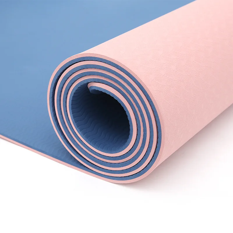 

Фабричный экологичный двухслойный Коврик для йоги из ТПЭ с логотипом на заказ, цветной коврик для йоги из ТПЭ с линией позиций