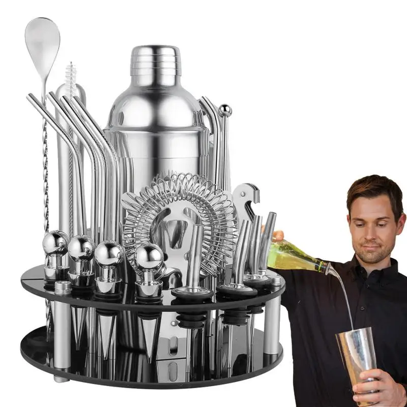 

Shakers Bartending Drink Mixers For Cocktails 30-Piece Bartender Kit With Rotatable Stand Professional Martini Shaker For Drink
