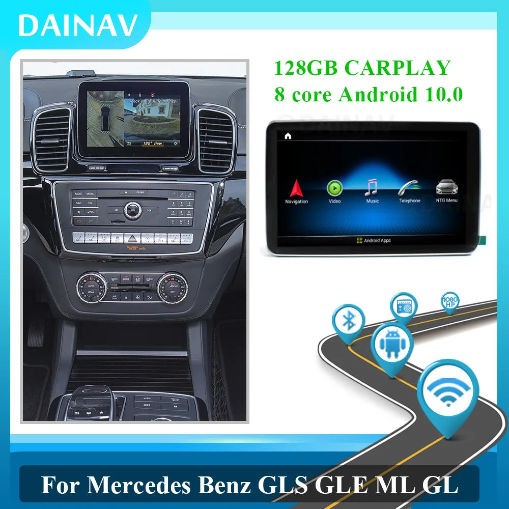 

Автомагнитола carplay, 128 ГБ, Android 10, 9 дюймов, dvd, для Mercedes Benz ML GL GLE GLS, gps-навигация, 2 din, автомагнитола, мультимедийный плеер