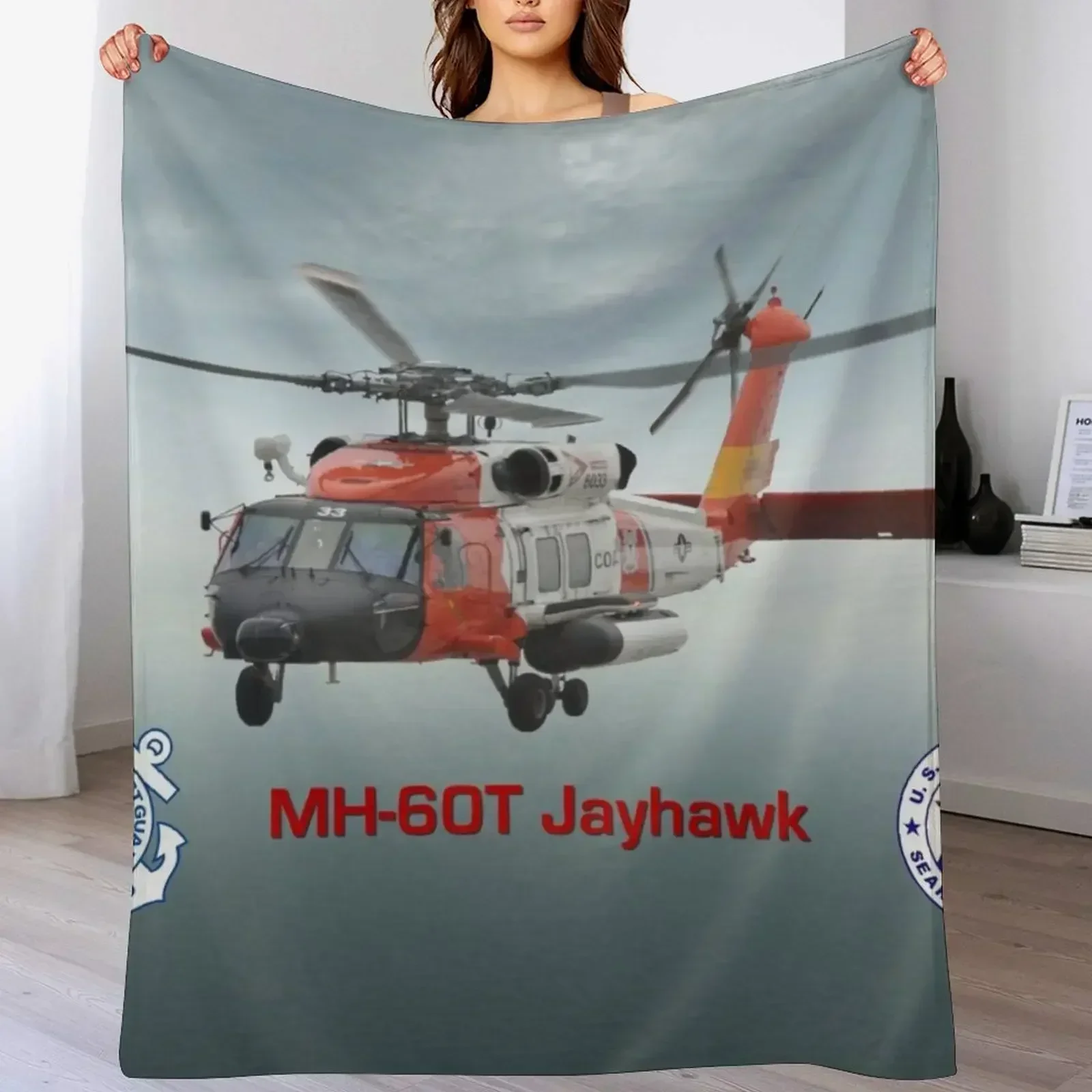 Фото MH-60 Jayhawk USCG SAR Плед для кровати Плед Retros Волосатые одеяла для пикника №4