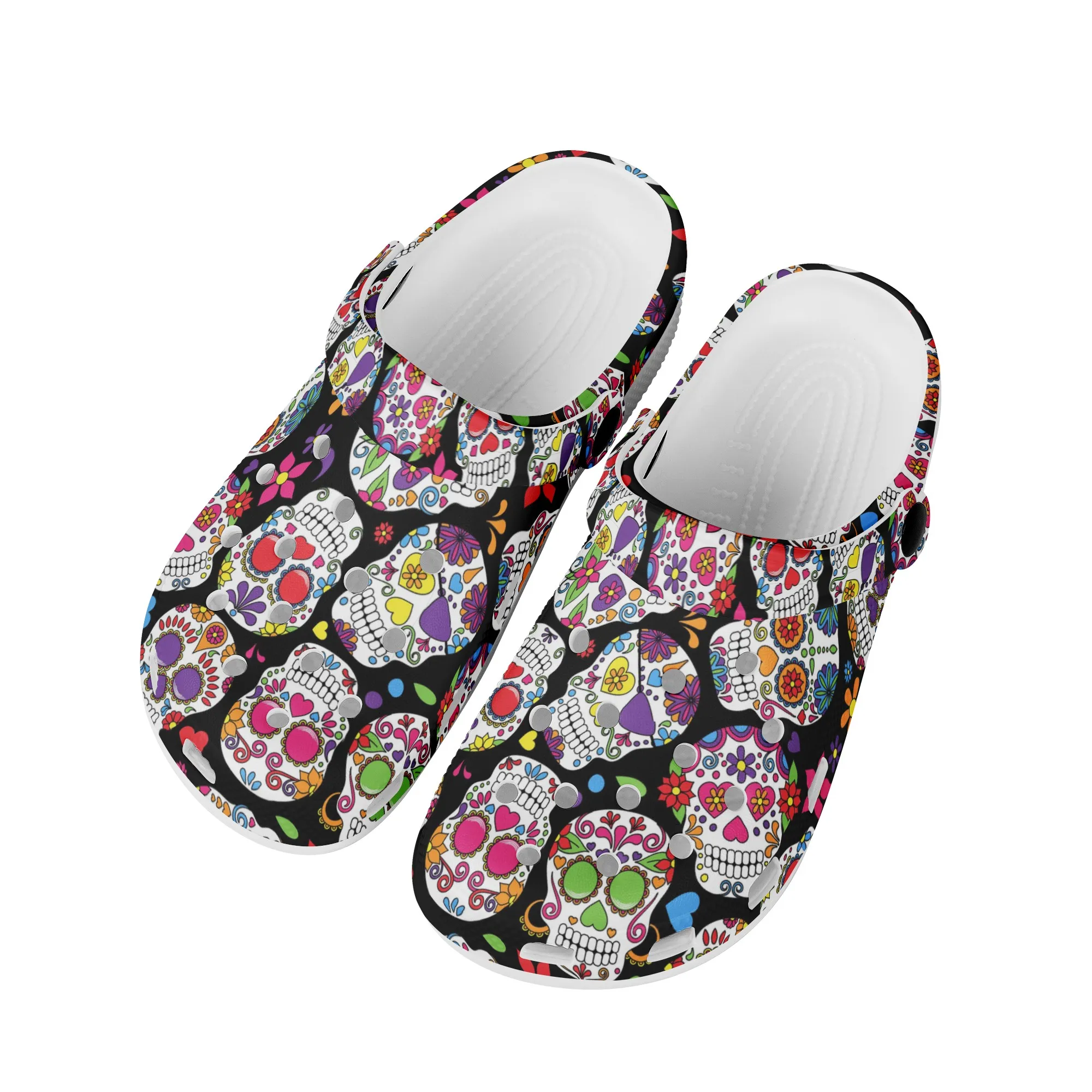 

Sugar Skull Brand Designer Ladies Sandals Breathable Lightweight Indoor Outdoor Girls Garden Flats Shoes Horror Halloween Gift