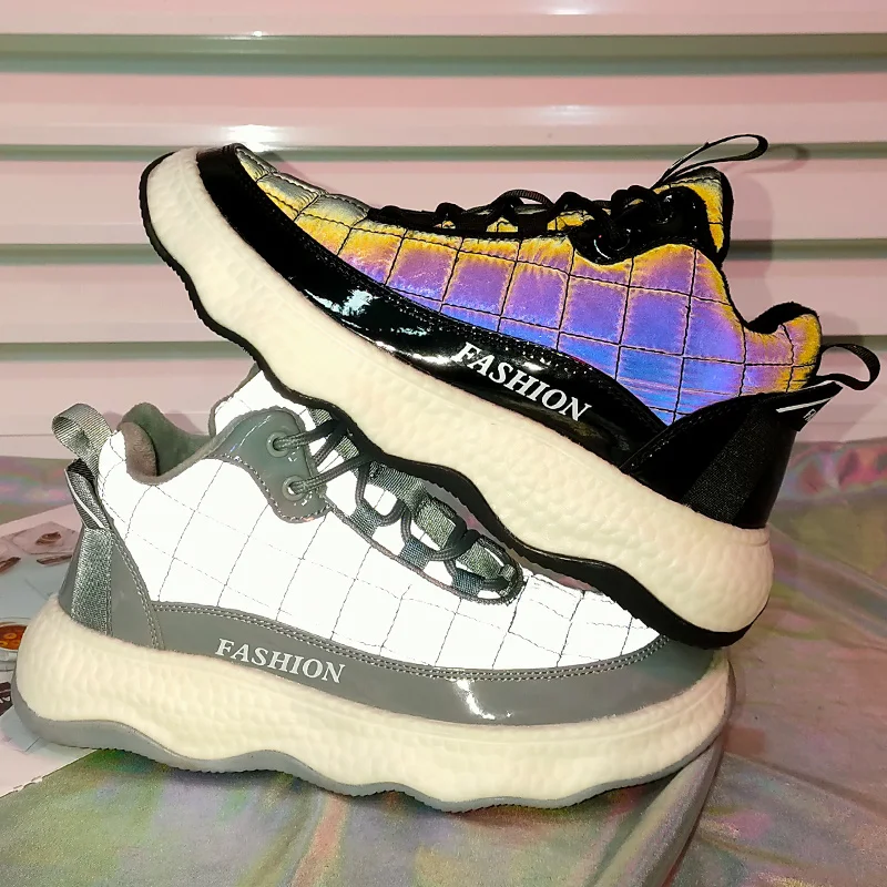 HIKEUP Women Heightened Velvet Cotton Shoes Walking Winter Casual Sports Shoes Warm Women's Shoes Hiking Sports 35-42