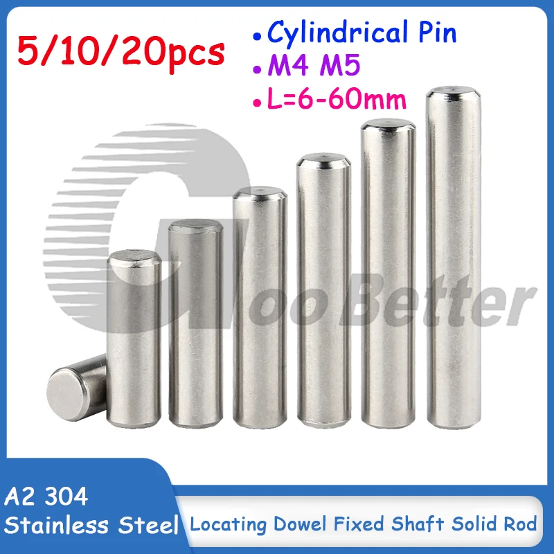 

M4 M5 A2 304 Stainless Steel Cylindrical Pin Locating Dowel Fixed Shaft Solid Rod Length 6-60mm