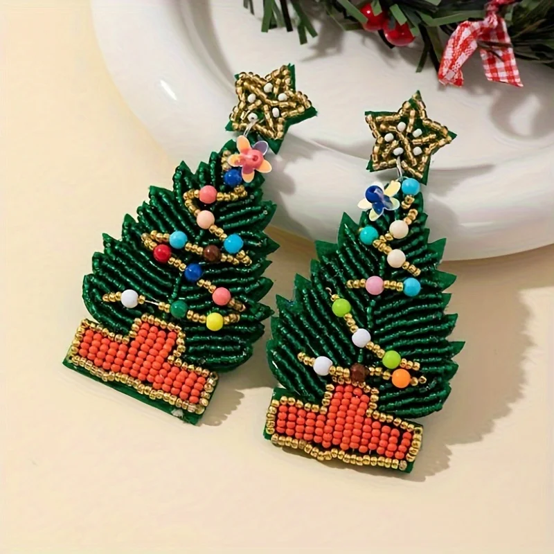 Богемные Висячие Серьги Ручной Работы В Форме Рождественской Елки И