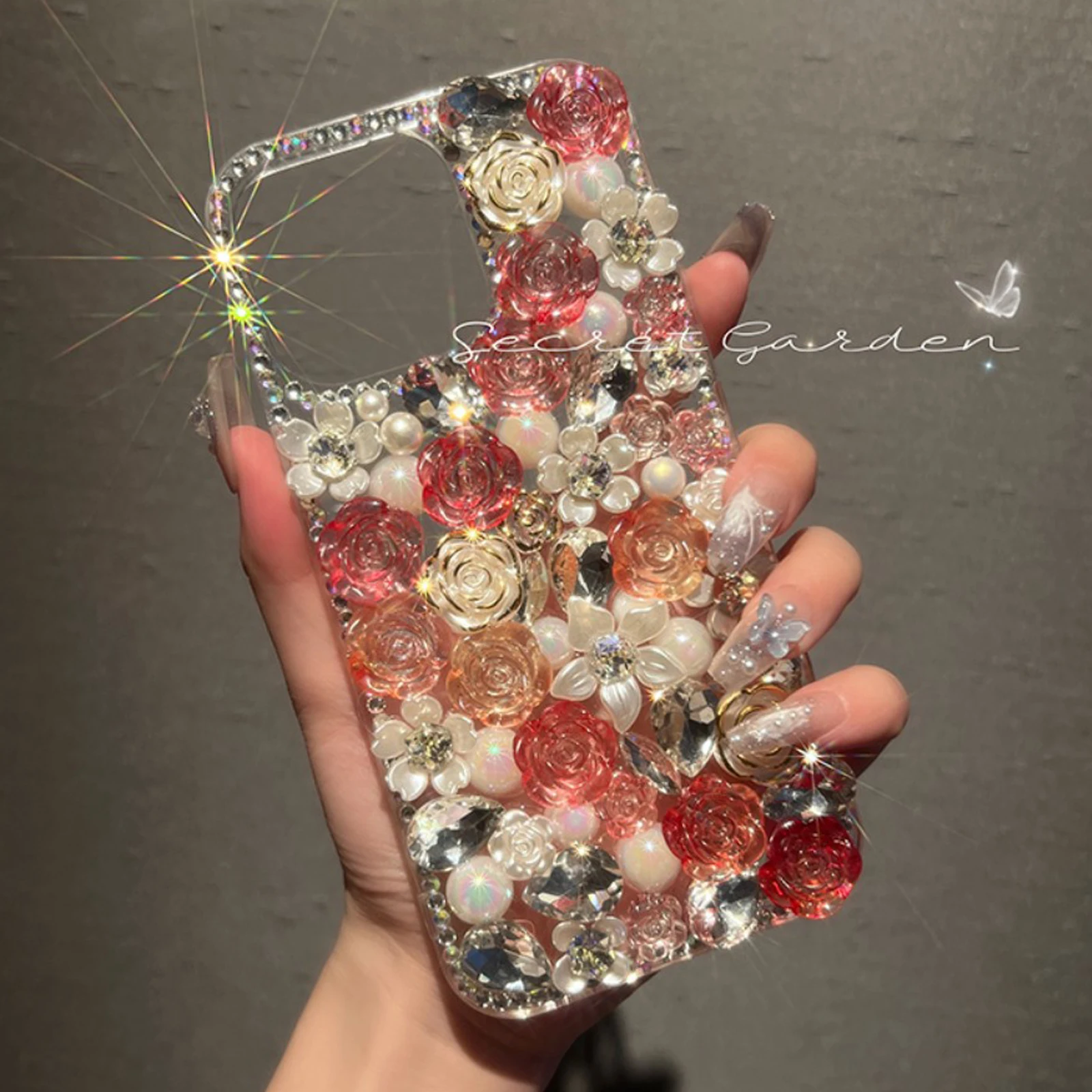 

Luxury Rhinestone Pearl Rose Flower Phone Case For Samsung A73 A72 A71 A70 A60 A54 A 53 52 51 50 42 33 32 31 23 22 21 20 14 13 S