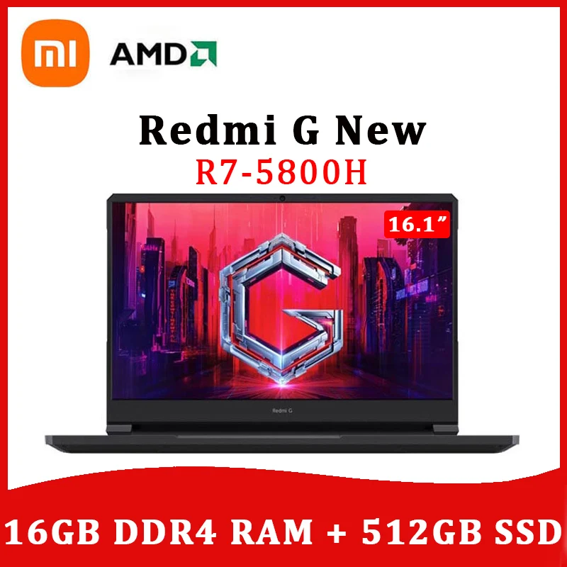 Xiaomi Laptop Redmi G Gaming 16.1Inch  AMD Ryzen7 5800H Geforce RTX 3060 144Hz IPS Screen 16G RAM  512GB SSD Game Notebook