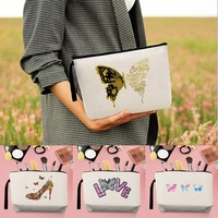make up pouch toiletries organizer bag cosmetic case wedding party lady clutch phone purse pencil bags butterfly pattern