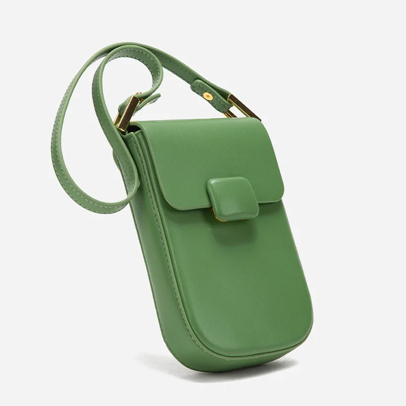LOERSS Shoulder Bag Niche Mobile Phone Bag for Women PU Leather Crossbody Bag Flap Mini Bag Female Casual Pure Color Handbag