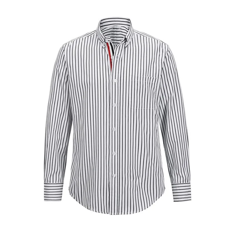 

TB THOM Men's Shirt Vertical Stripes Closure Men's Tops Slim Casual Poplin Cotton Long Sleeve Fashion Bussiness Formal Blouses