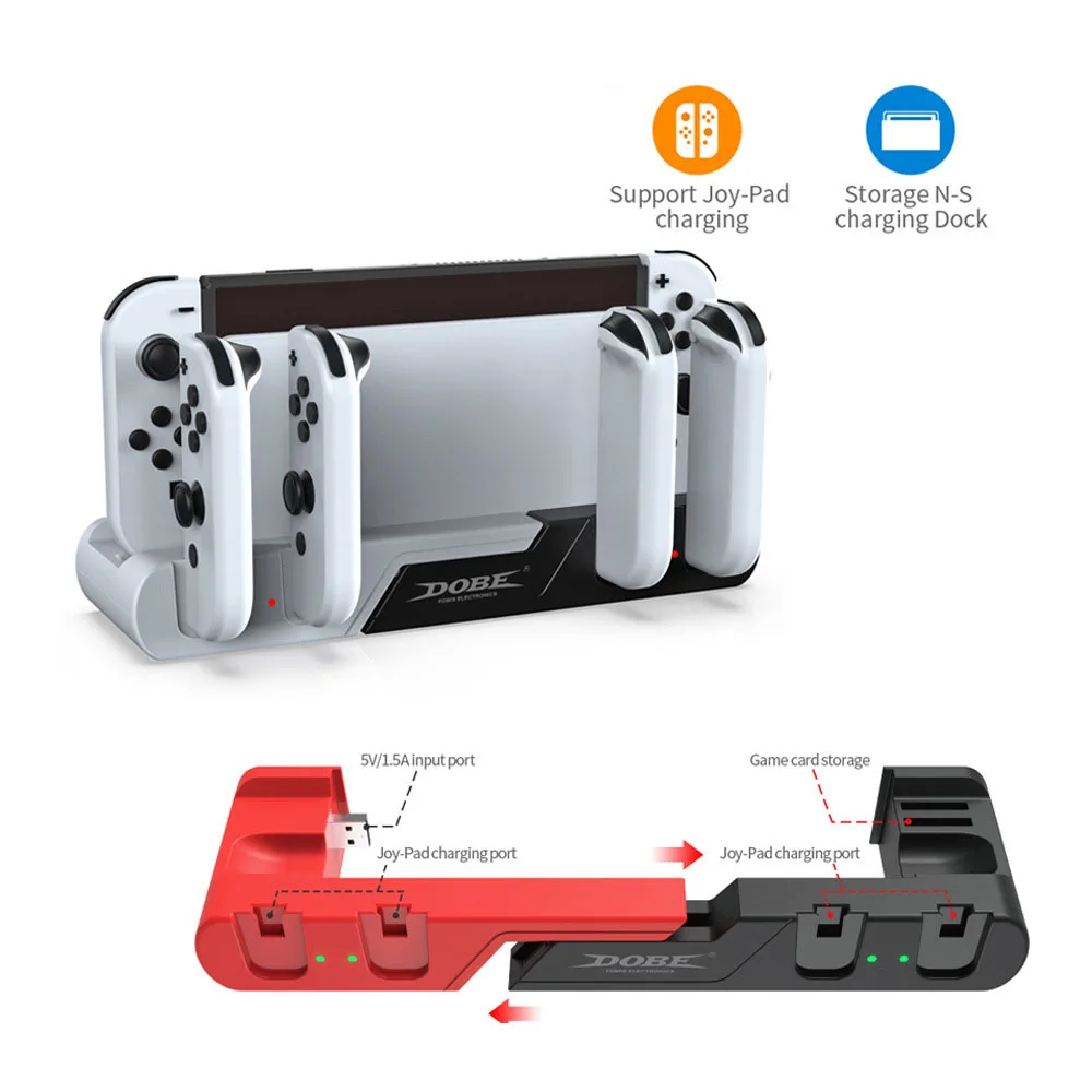 Creative Game Controller Charging Dock for Nintendo Switch Console Joy Con Left & Right Handle Charger Station with Card Slot