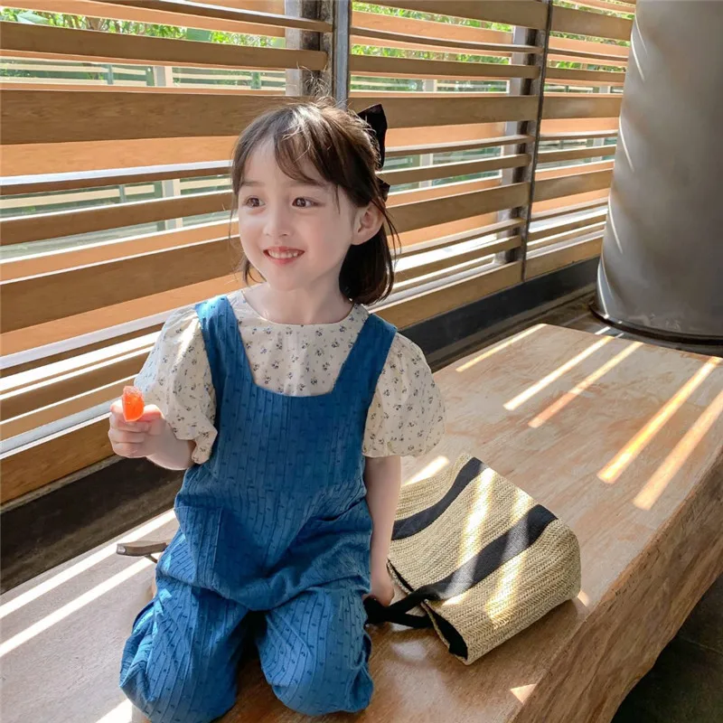 

Girls Summer Suit 2022 Baby Girl Fashion Overalls Children's Summer Short-sleeved Two-piece Suit Baby Girl Clothes