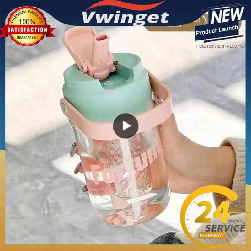 

Outdoor Summer Handle Not Afraid Of Hot And Cold One Key To Open The Cover Straw Food Grade Transparent Easy Pc Comfortable