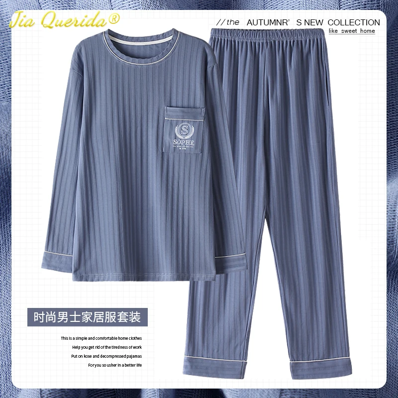 

Luxury Cotton Pajamas Set for Man L-5XL Big Size Sleepwear for Boy Minimalist Style Pullover Homesuit Casual Loungewear for Men