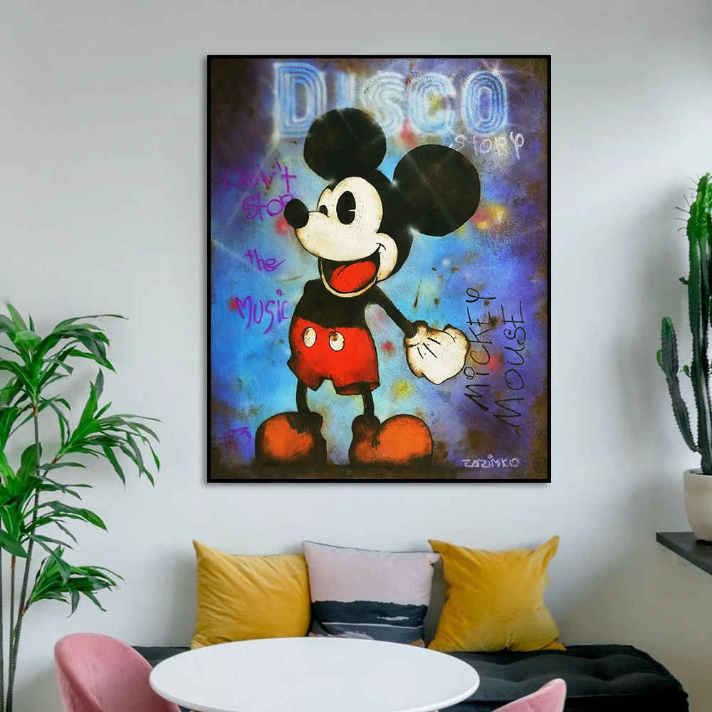 Картина диснеевский Микки Маус современный настенный постер на холсте с