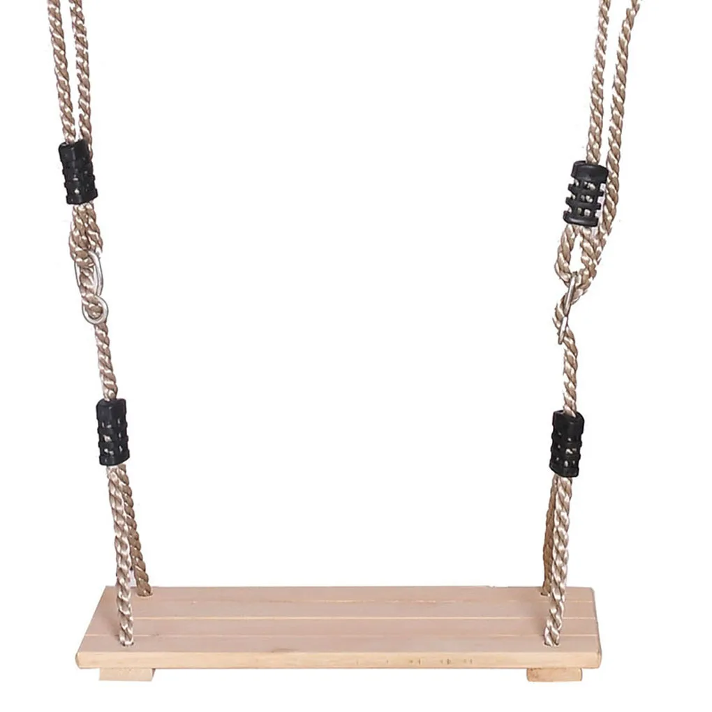 

Classic Wooden Swing Seat with Strong Swing Rope Height-adjustable Hanging Swing for Indoor Outdoor