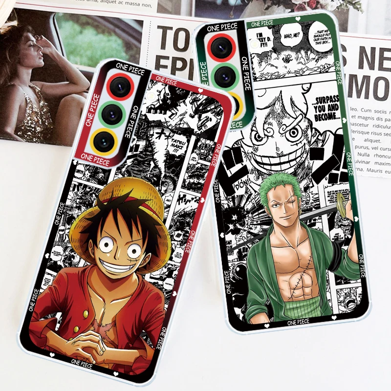 Прозрачный чехол для телефона с комиксами Luffy Zoro Samsung S24 S23 S22 S21 S20 S10 Ultra PLus FE A52 A72