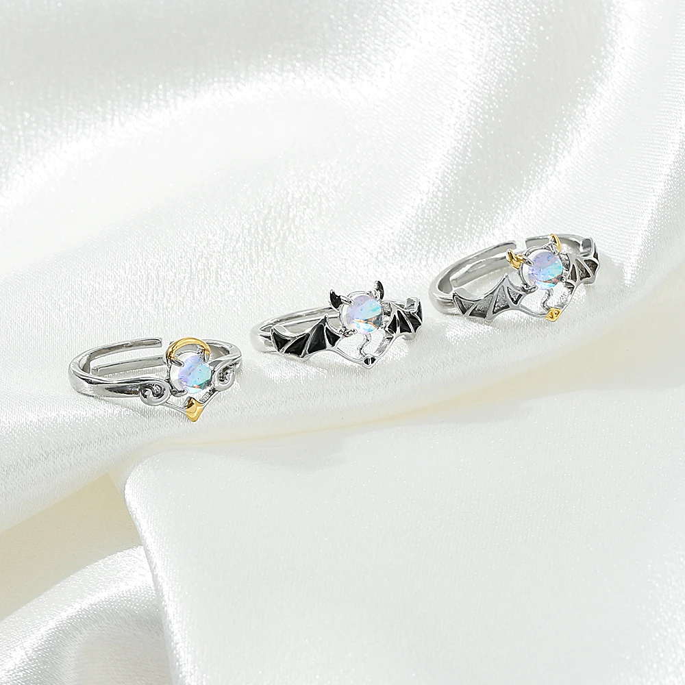 Модные парные кольца с крыльями ангела и демона для женщин Готическая мода