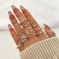 10 pcs geometric hollow out wide ring set adjustable womens vintage butterfly circle joint ring finger ring fashion jewelry gift