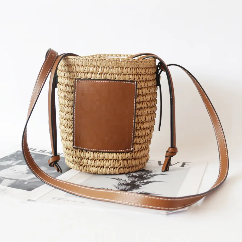 

New Style Round Straw Tote Raffia Round Barrel Straw Woven Crossbody Bag Handbags Women Bags Designer Beach Bag For Women