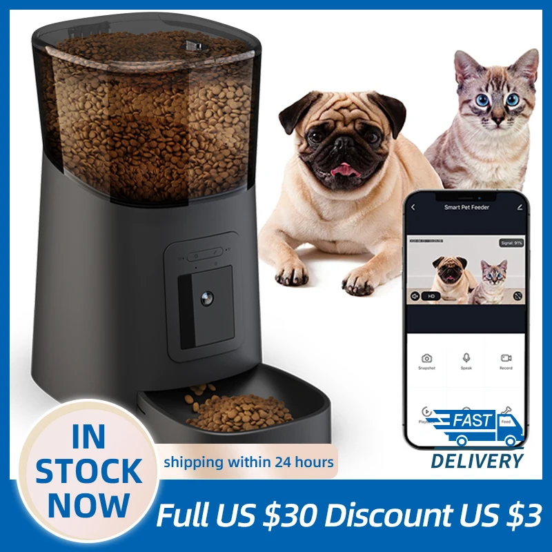 

Automatic Dog/Cat Feeder Pet Smart Food Dispenser Remote Control WiFi With 1080P Camera 6L Auto Feeder For Cats Dogs