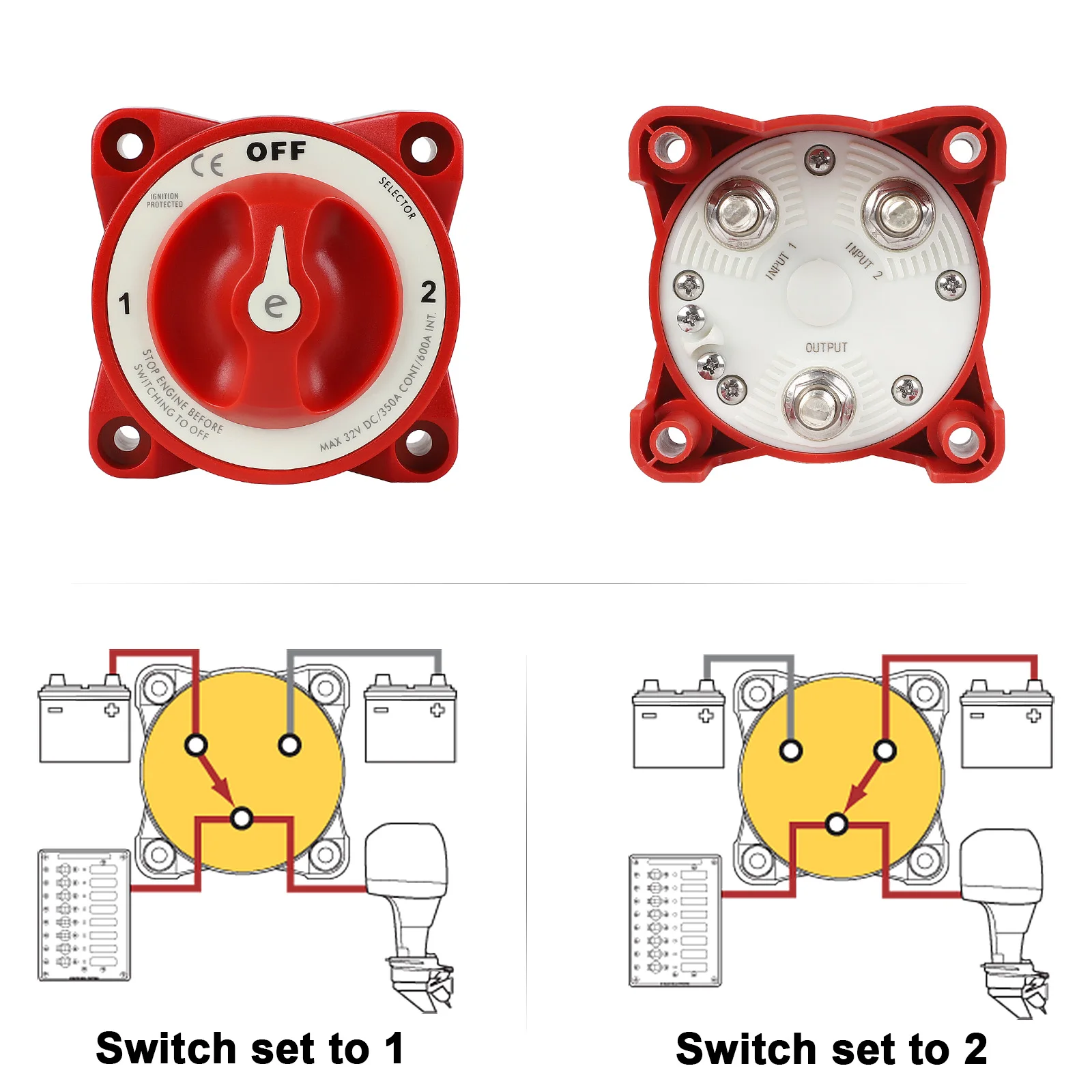 3-позиционный переключатель аккумулятора серии e с изолятором AFD 350 А 32 В