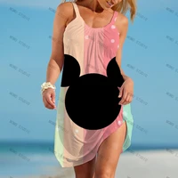 cartoon summer dresses woman 2022 mickey beach dress sexy women loose womens disney kawaii 3d print party minnie mouse y2k boho