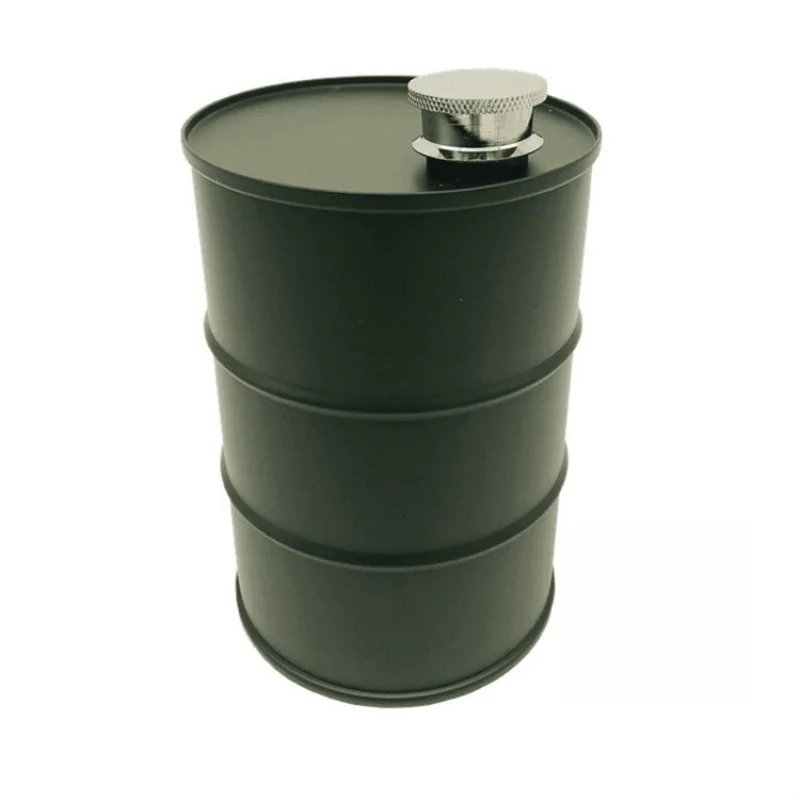 

304 Stainless Steel Oil Drum Shaped Vacuum Flask 25oz Retro Wine Pot For Gin Whisky Brandy Vodka Rum Alcohol Bottle Container