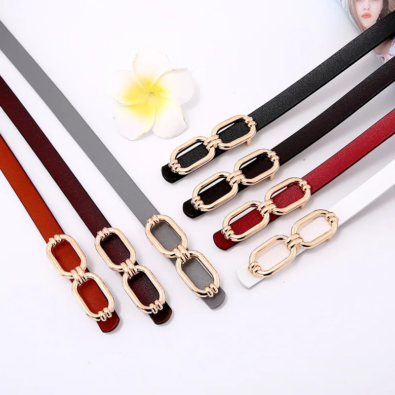 

Genuine Leather Belt Women's Thin Jeans Belt Decoration with Dress Western Pants Simple Ins Fashion Brand Luxury Belt