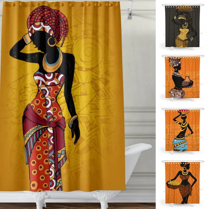 

Shower Curtain Waterproof Bathroom Decor Hanging Curtains for Bathroom Bathtub Large Bathing Cover African Bathroom Decor