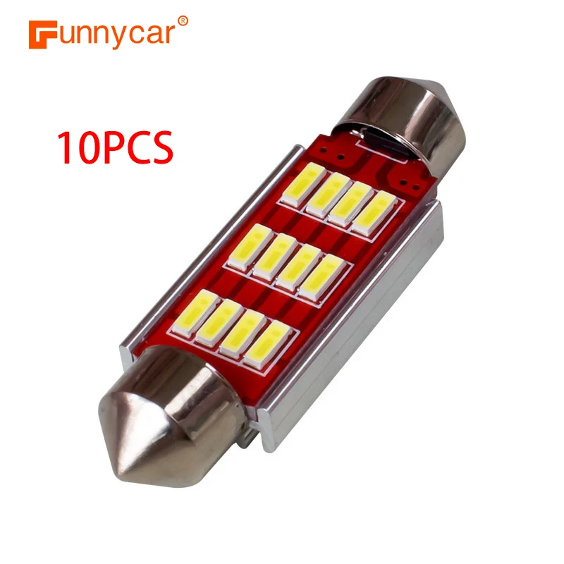 10PCS Festoon 31mm 36mm 39mm 42mm LED Bulb C5W Super Bright 4014 SMD Canbus Car Styling Light Auto Interior Doom Lamp 12V