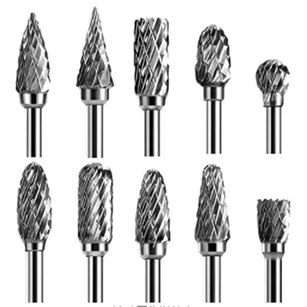 

Metal Carbide Rotating Burr Sets 1/8" Handle 1/4" Head Length Tungsten Steel For Woodworking Drilling Metal Carving Engraving