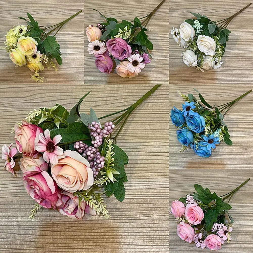 

1 Bouquet Fake Rose Silk Flower Artificial Daisy Flower For Room Wedding Home Decoration I9Y3
