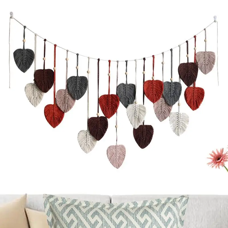 

Macrame Wall Hangings Hand-Woven Tapestry Leaf Tassels Cotton Ornaments Boho Wall Leaves For Gallery Living Room Dorm Apartment