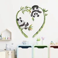 villatic natral cartoon panda love bamboo flower decorative wall stickers porch living decor home wall stickers self adhesive