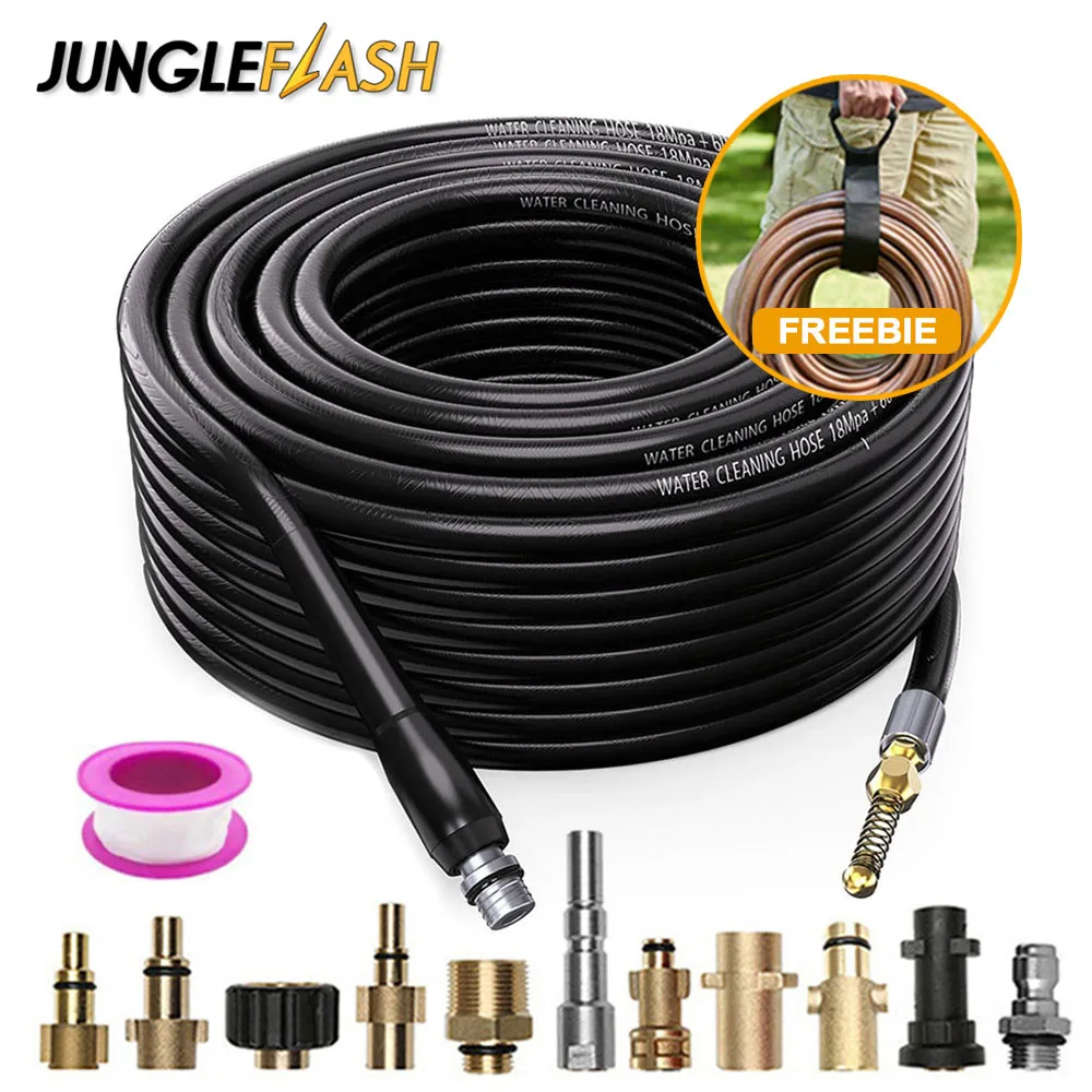 20M Pressure Washer Car Washer Sewage Pipeline Cleaning Hose Drain Water Pipe Cleaner Sewer Jetting Hose Kit for Karcher Lavor