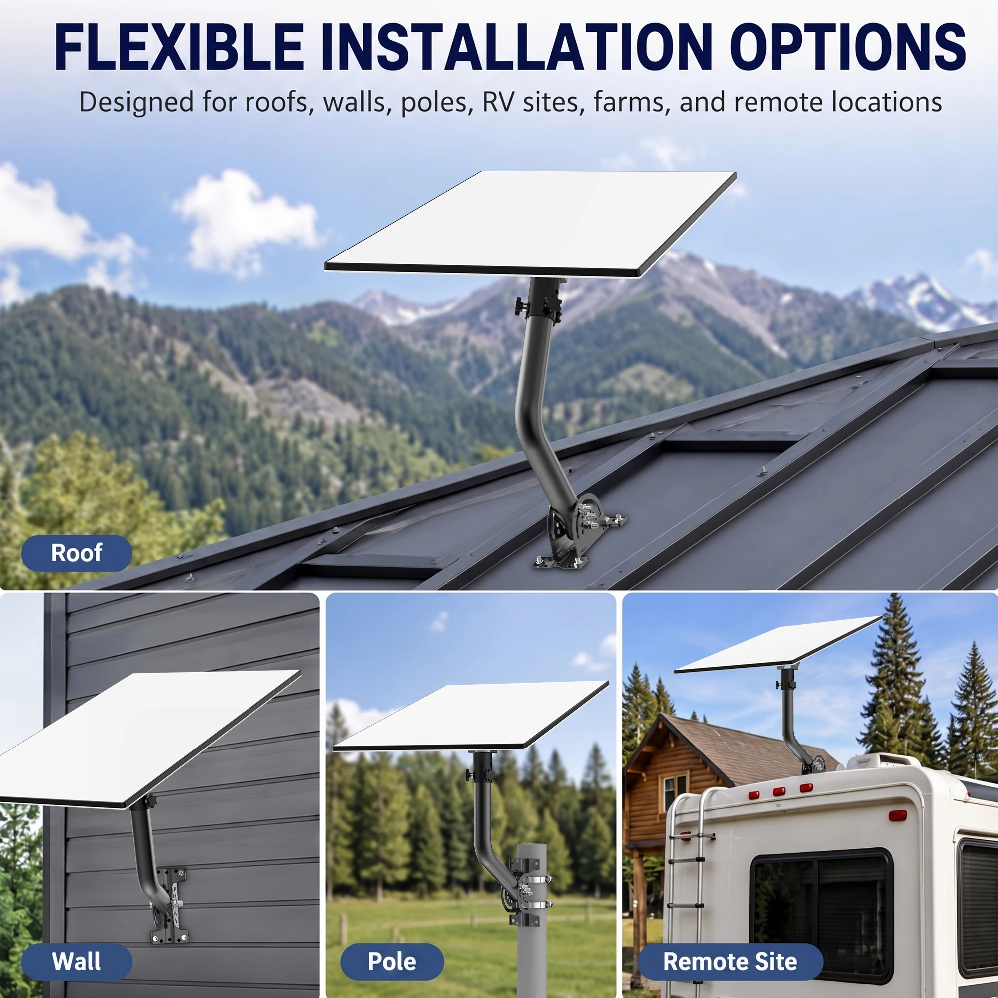 Фото Кронштейн для крепления Starlink Standard 4X, 160 °   Кронштейн для установки на стойку/стену, усиленный, с адаптером для столбов и труб, для антенн Gen 3, Enterprise Dish №2