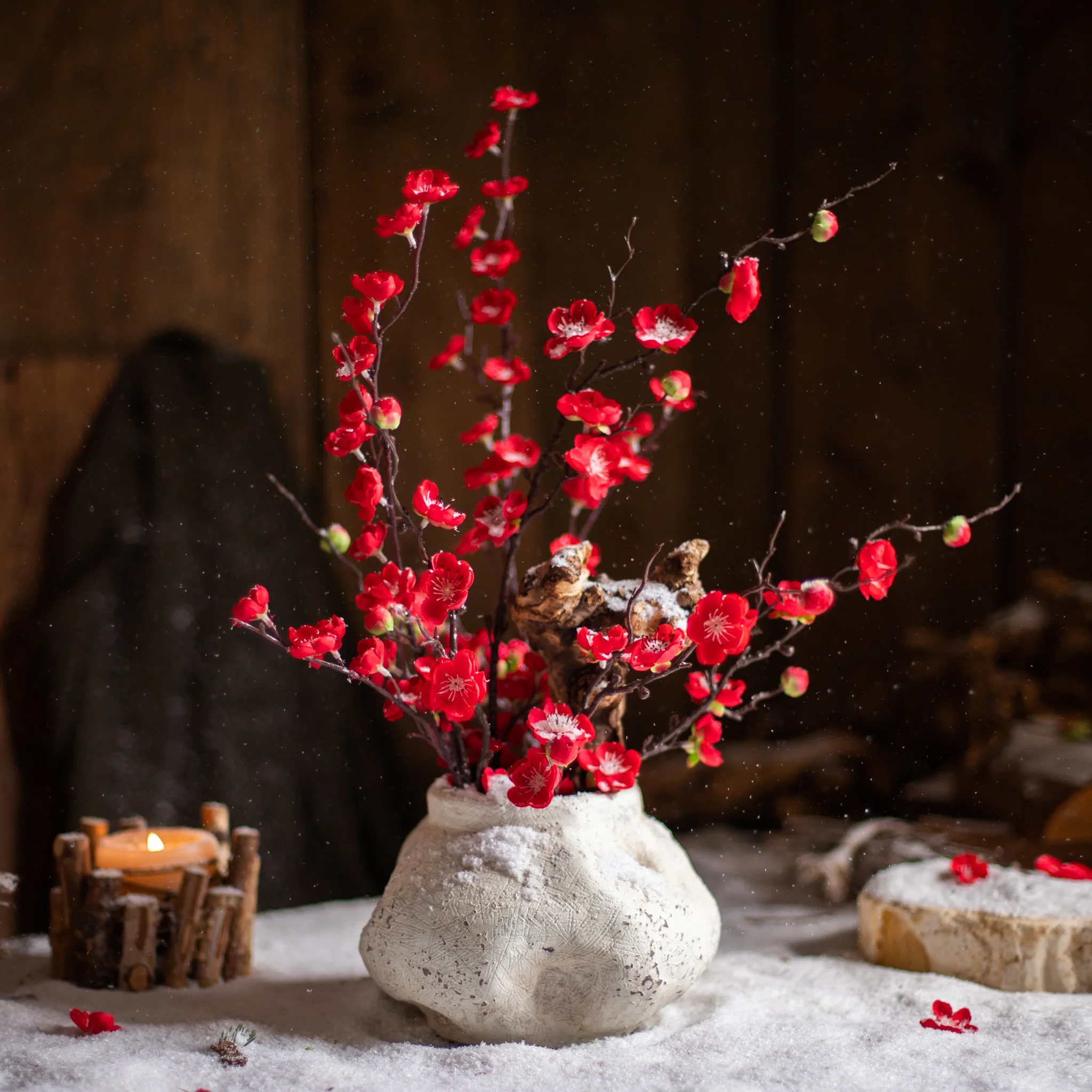 

1/3 Pcs 60/70cm Plum Blossoms Artificial Flowers Branch Silk Cherry Blossom Dried Flower Home Wedding Scene Party DIY Decoration