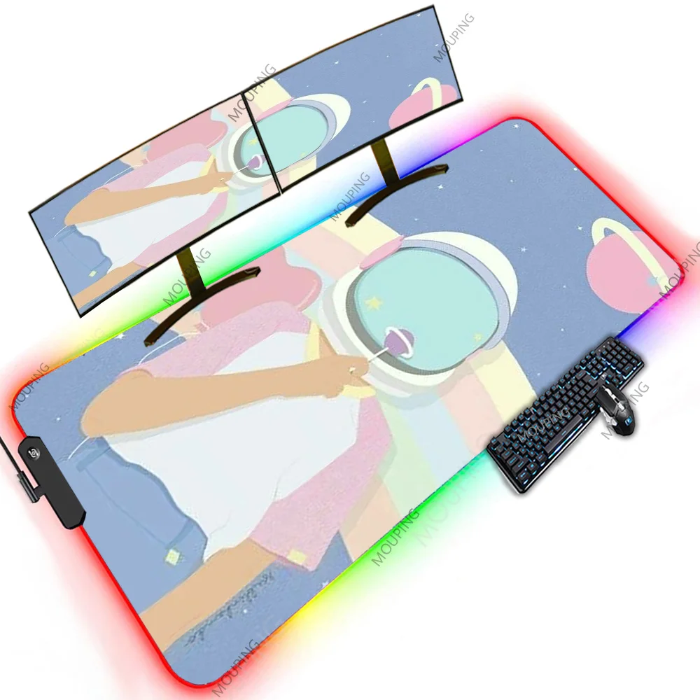 

Space Kawaii Cute 1200x600XXXXL Rgb Led Light Mouse Pad Extra Large PC Desk Mat 1000x500 Giant Mousepad Mats with Backlight Pink