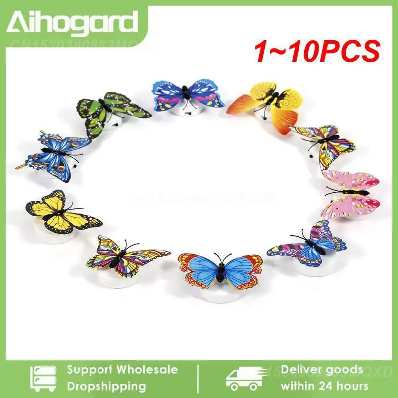 

1~10PCS Butterfly Night Light Colorful Luminous Butterfly Night Light Pasteable Wall Stickers Lamps Decorative Wall Lamp