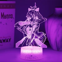 anime figure kamisato ayaka night light genshin impact rosaria led lamp for children room kid birthday decor valentines day gift