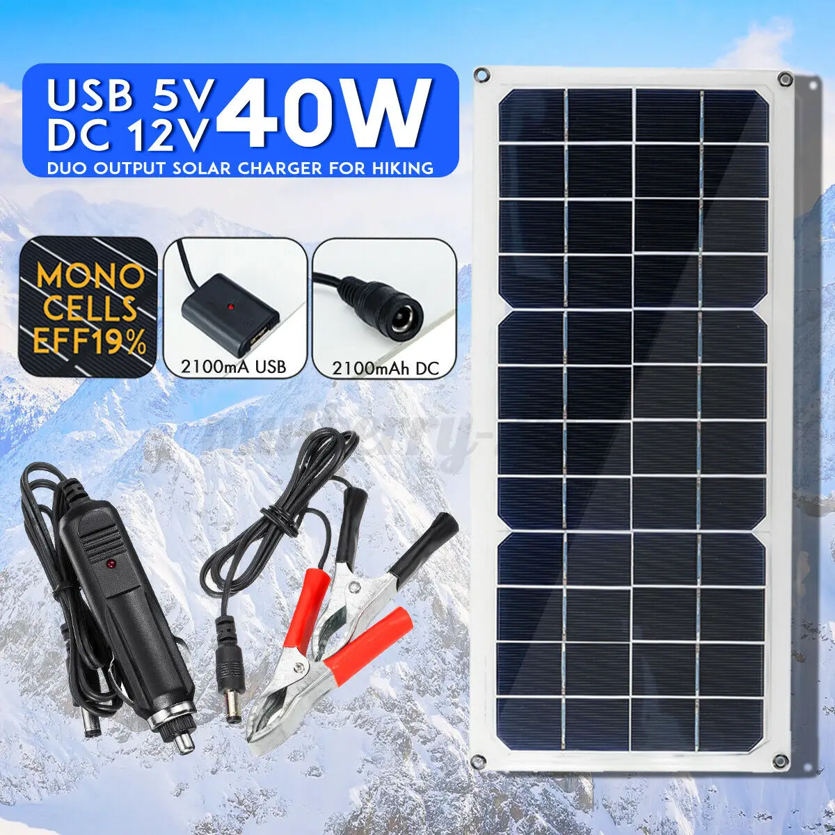 

12V 40W Solar Panel Kit MONO Caravan Home Regulator RV Camping Power Y