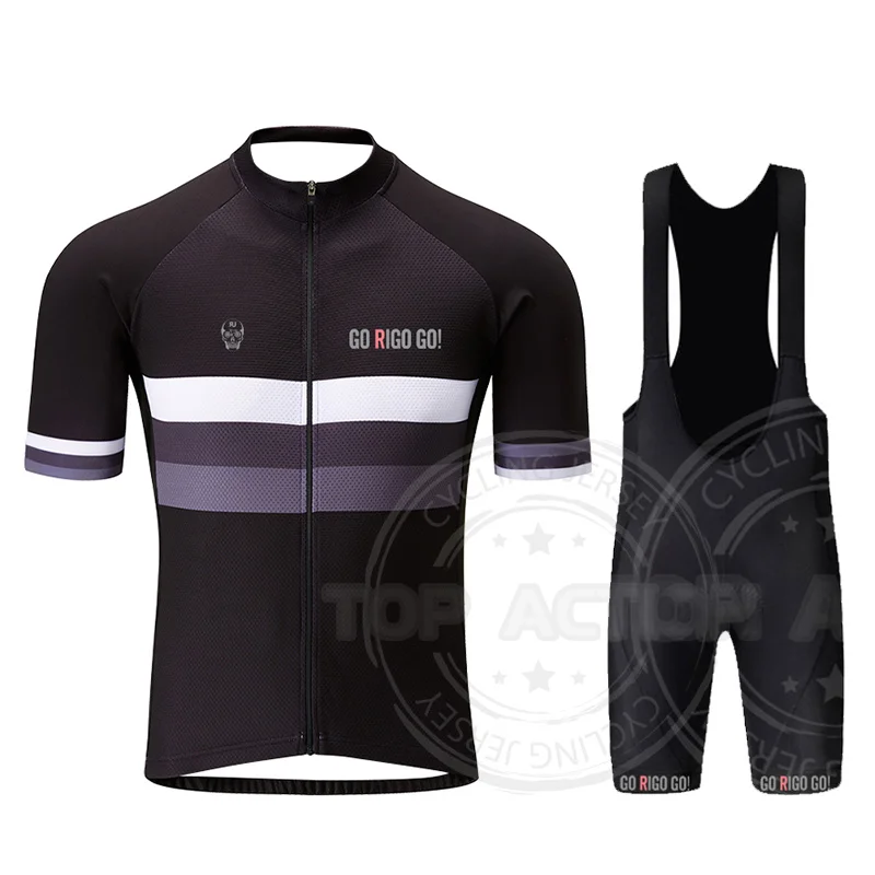 

NEW summer Men Cycling Jersey Sets Short Sleeves MTB Ropa Ciclismo Bicycle Bib Shorts Cycling Clothing Bike Clothes GO RIGO GO