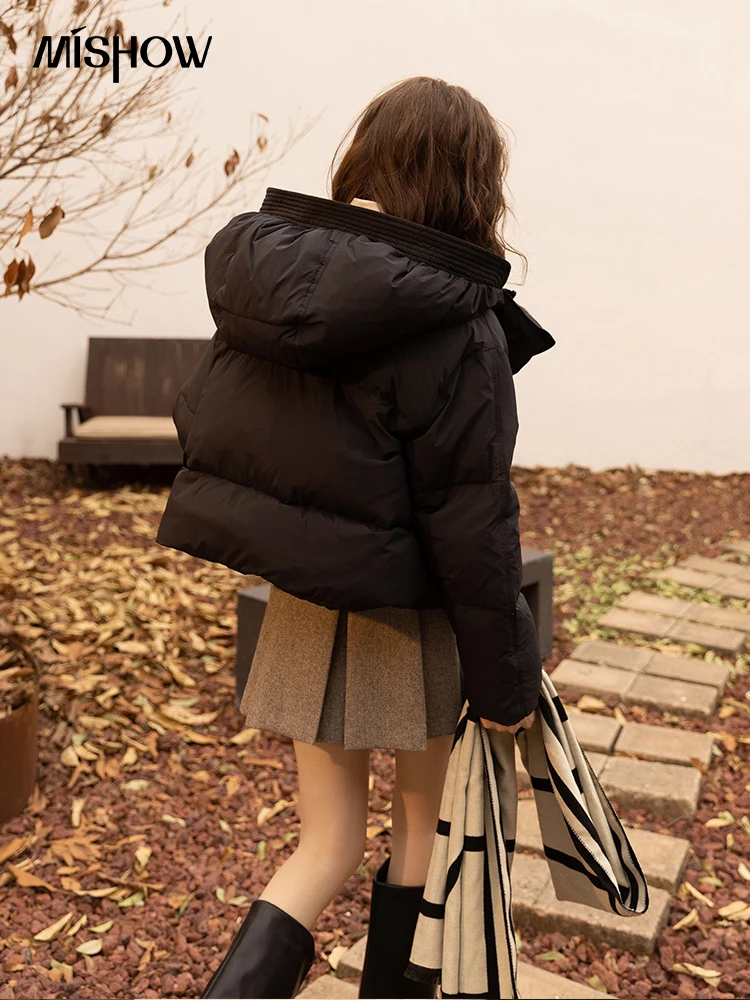 MISHOW Down Jacket Women 2022 Winter Korean Hooded Zipper White Duck Velvet Short Parkas Warm New In Outdoor Clothes MXB45Y0128