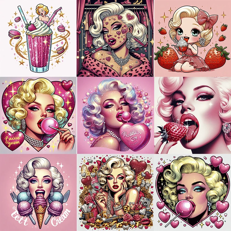 5D Комплект Алмазной Живописи Мэрилин Монро 3D Вышивка Красочная Картина Маслом