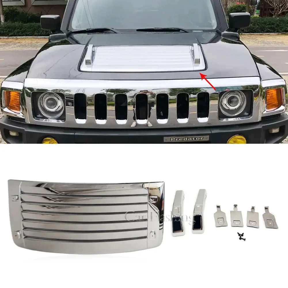 

Chrome Hood Vent For HUMMER H3 H3T 2006 2007 2008 2009 2010 Deck Vent Panel Handle Covers Trim