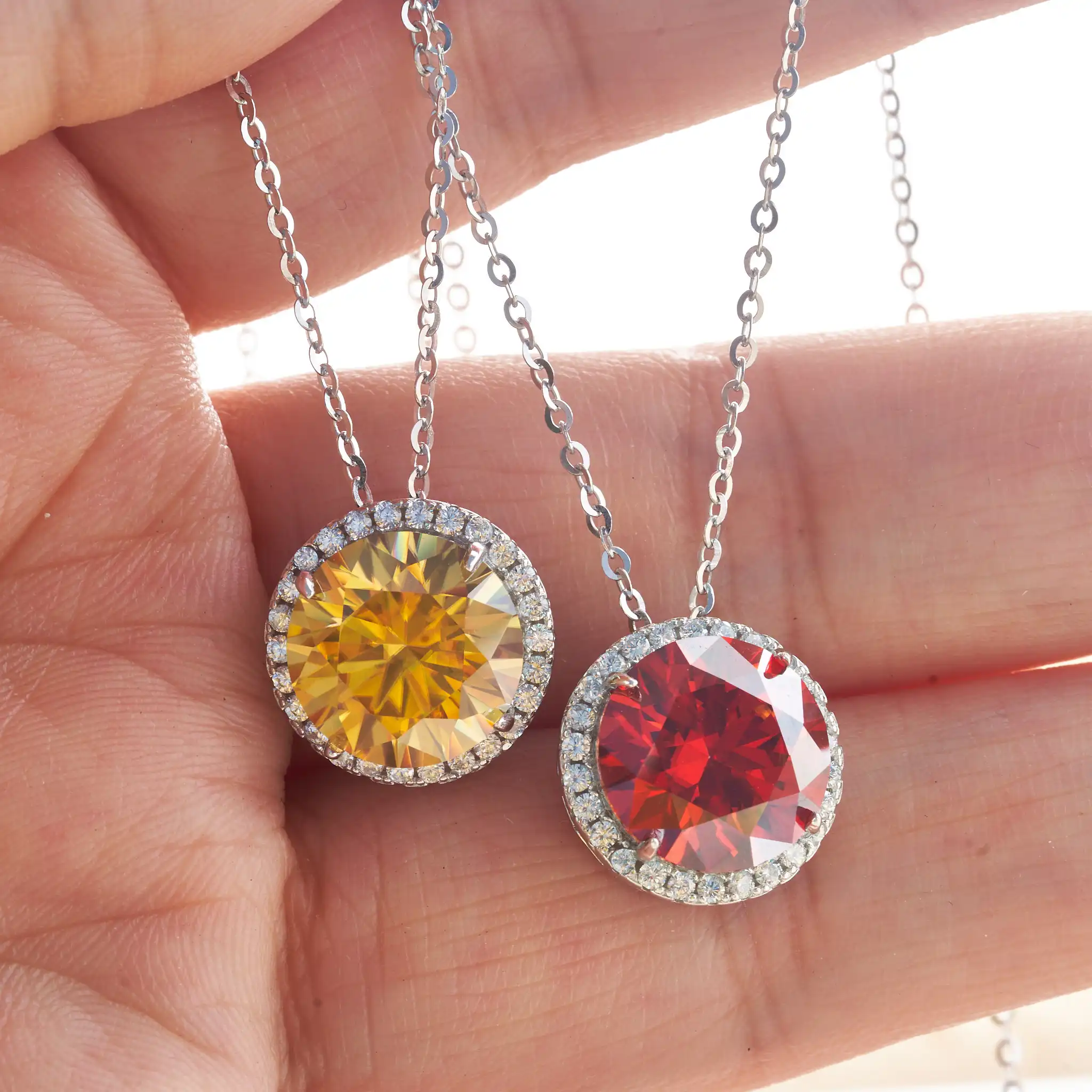 Женское ожерелье из серебра 925 пробы с муассанитом 5 карат 11 мм