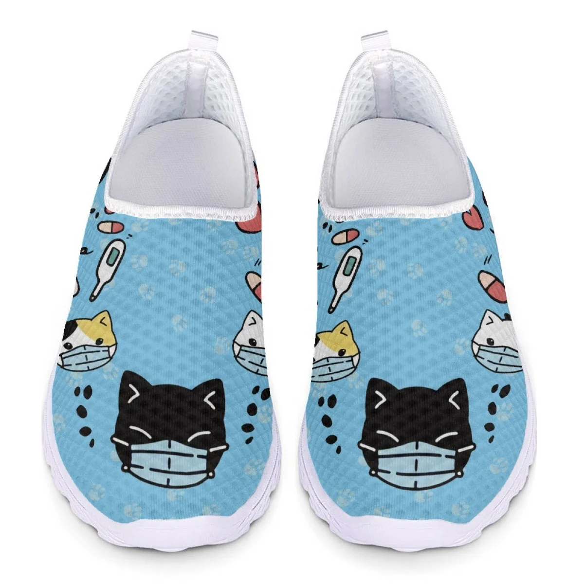 

Belidome Womens Flats Shoes Blue Cartoon Medical Pet Design Mesh Sneaker Female Casual Walking Footwear Zapatos Para Mujeres