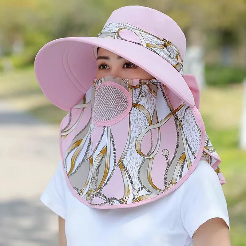 

New Tea-picking Hats Fashion Women Cover Face Wide Brim Foldable Panama Hat Outdoor Cover Men Breathable Anti-uv Bucke Cap