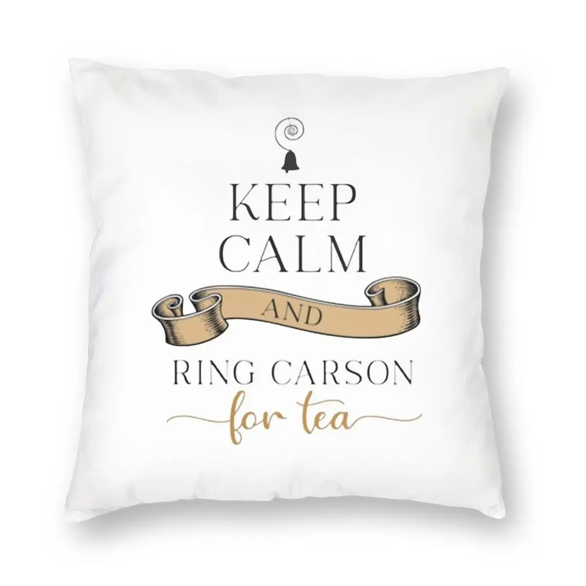Фото Наволочка Keep Calm And Ring Carson Square, полиэстер, лен, бархат, с узором, на молнии, декоративная наволочка для дивана, 45x45 см №5