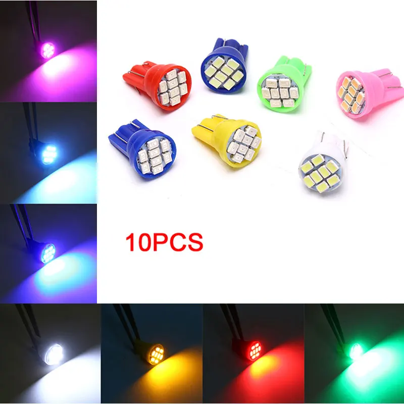 

Hot sale 10pcs T10 LED W5W car parking light Wedge Bulb auto Dashboard Indicator Lamps DC 12V